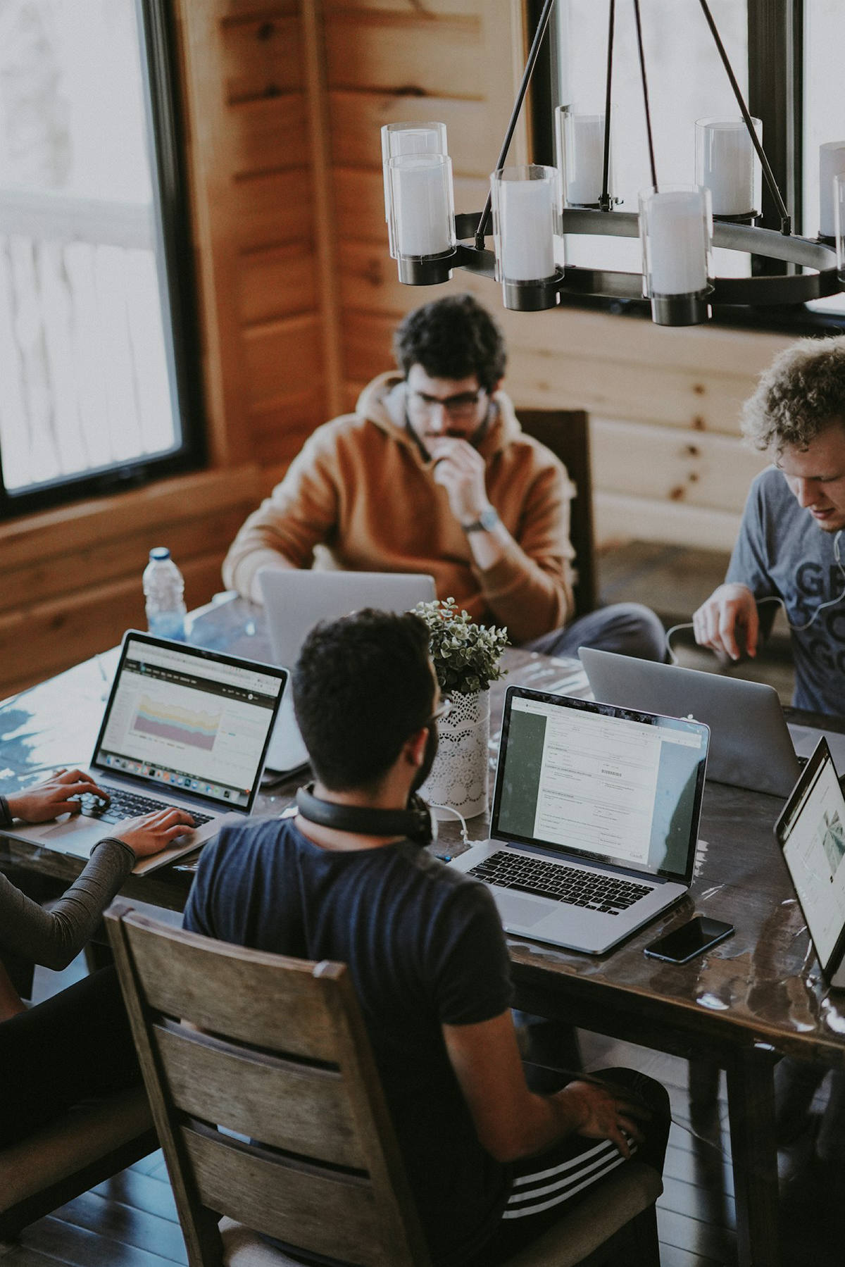 Team collaborating in a modern meeting